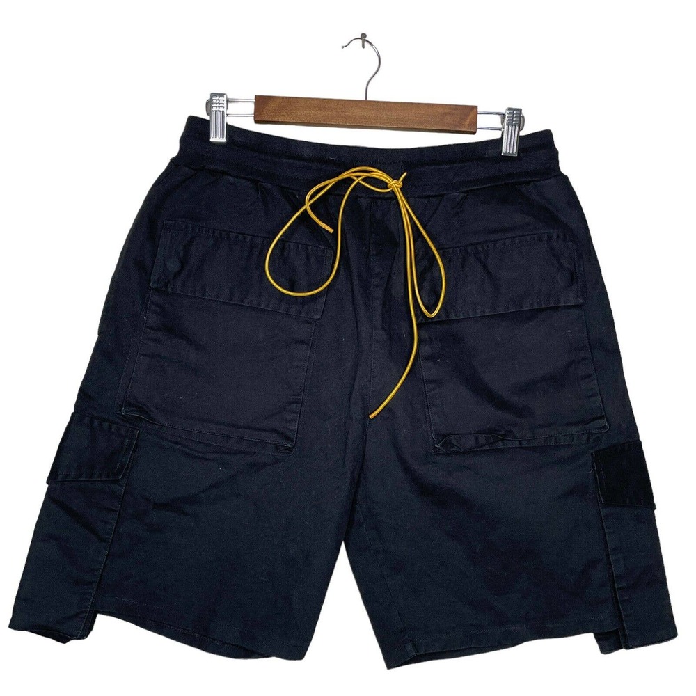 MNMI Large Mens Black Drawstring Waist Activewear Walking Athletic Shorts